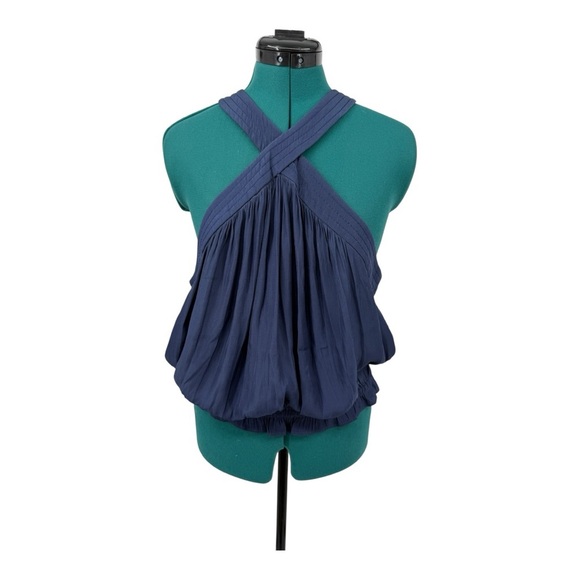 RAMY BROOK Isadora Halter Racerback Top Spring in Navy Blue - Picture 2 of 7